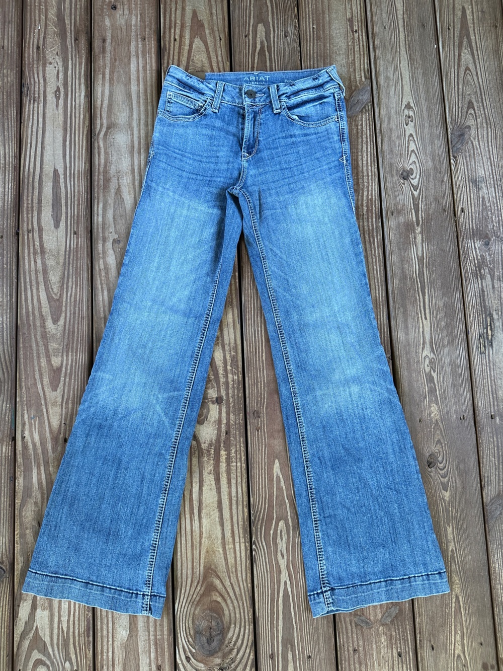 Ariat Women’s Trouser Jeans 27R Light Wash Wide Leg Western Denim
